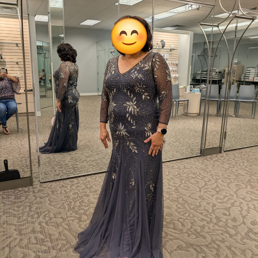 Sophisticated Long Sleeve Evening Dress in Charcoal